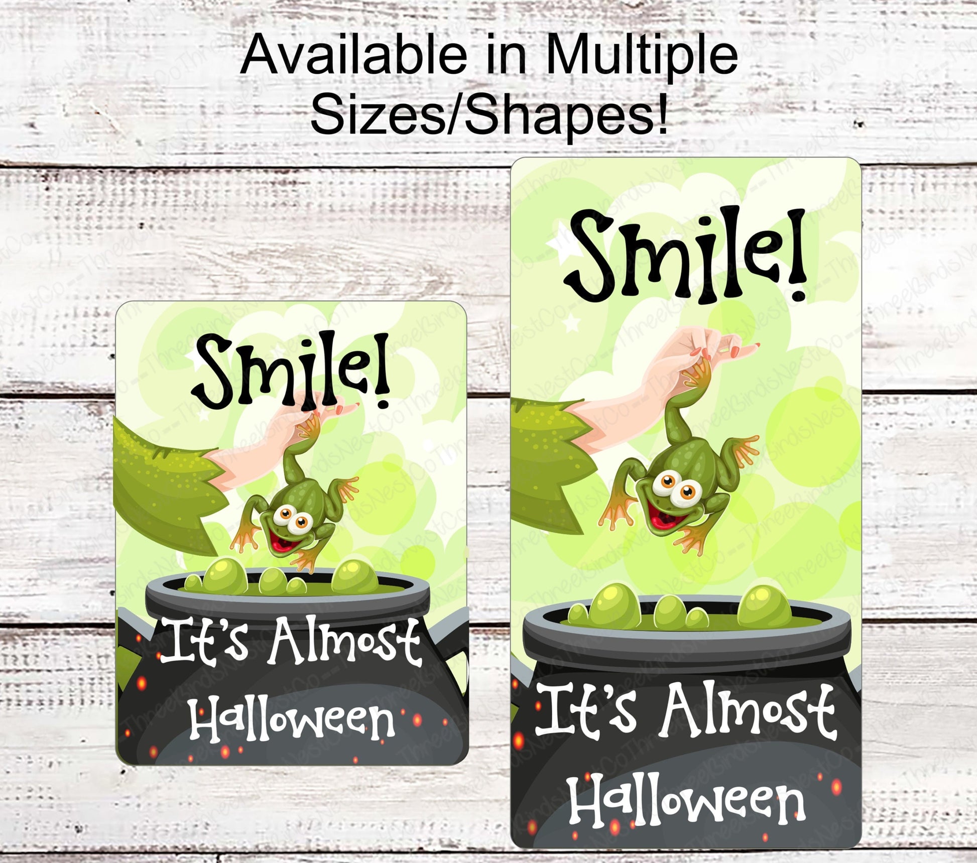 Smile Happy Halloween Frog Wreath Sign - Witches Cauldron Sign - www.ThreeBirdsNestCo.com for 20% Off