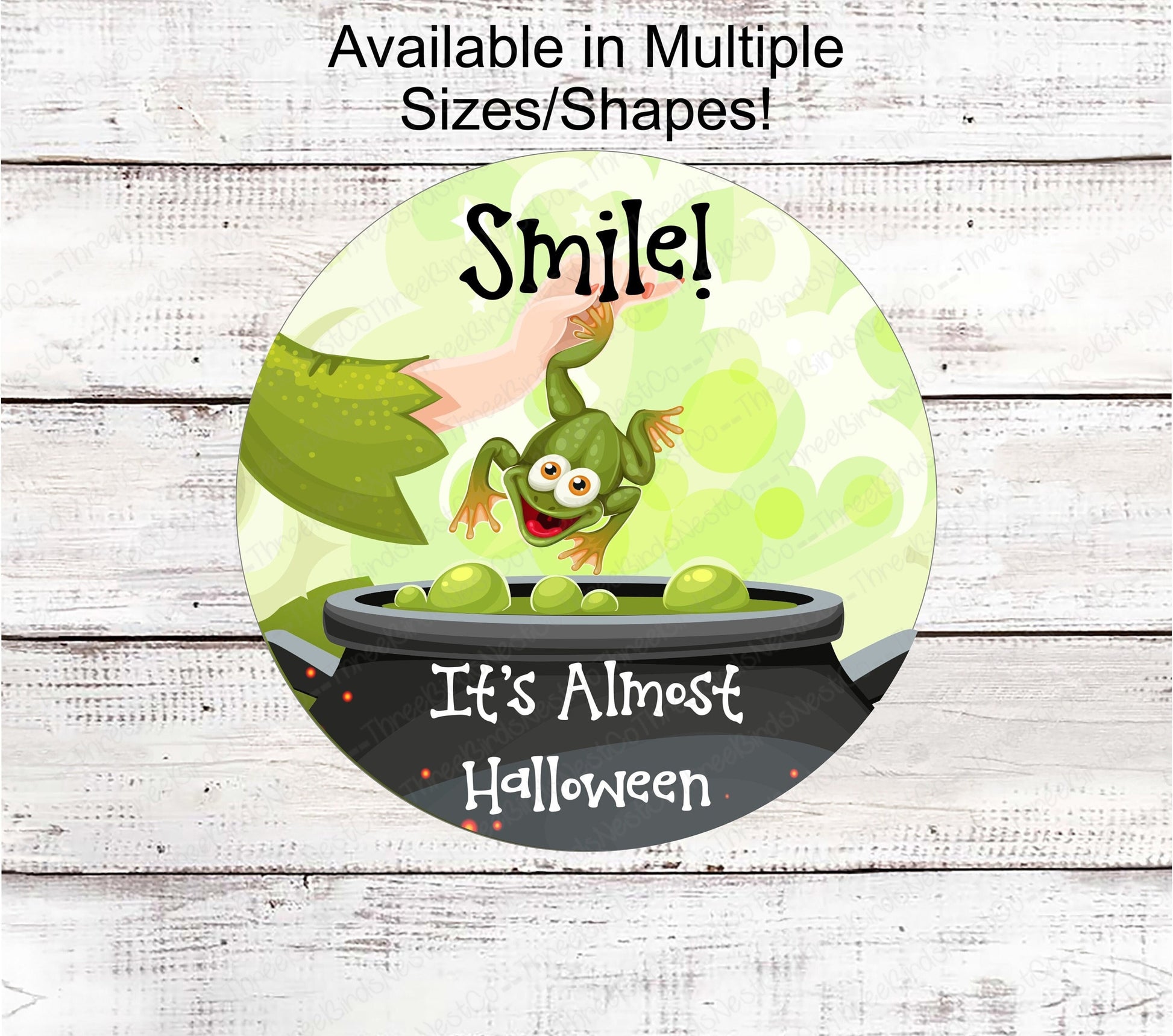 Smile Happy Halloween Frog Wreath Sign - Witches Cauldron Sign - www.ThreeBirdsNestCo.com for 20% Off