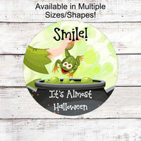 Smile Happy Halloween Frog Wreath Sign - Witches Cauldron Sign - www.ThreeBirdsNestCo.com for 20% Off