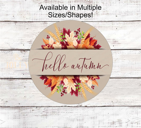 Hello Autumn Fall Leaves Wreath Sign - www.ThreeBirdsNestCo.com for 20% Off