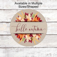 Hello Autumn Fall Leaves Wreath Sign - www.ThreeBirdsNestCo.com for 20% Off