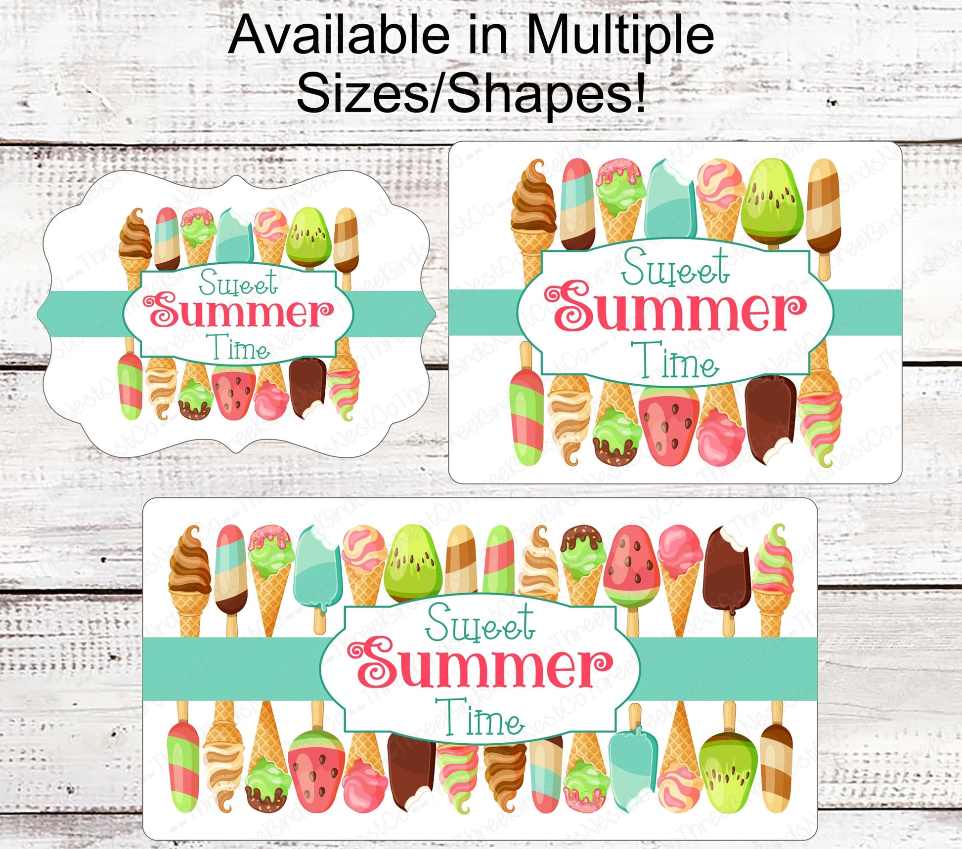 Sweet Summertime Ice Cream Wreath Sign - www.ThreeBirdsNestCo.com for 20% Off