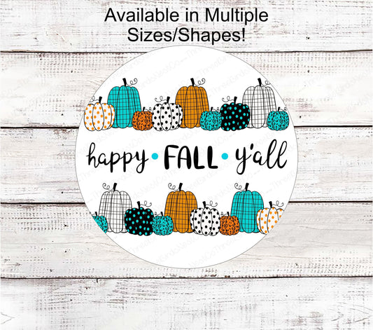 Happy Fall Yall Leopard Pumpkins Wreath Sign - www.ThreeBirdsNestCo.com for 20% Off