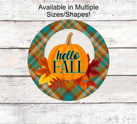 
              Hello Fall Pumpkin and Leaves Plaid Wreath Sign - www.ThreeBirdsNestCo.com for 20% Off
            