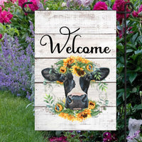 Sunflower Cow Double Sided Garden Flag - Farmhouse Decor - Farm Animals - ThreeBirdsNestCo.com for 5% Back on All Purchases