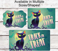 
              Pastel Halloween Black Cat Wreath Sign - Trick or Treat Sign
            