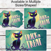Pastel Halloween Black Cat Wreath Sign - Trick or Treat Sign