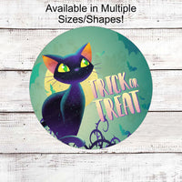 Pastel Halloween Black Cat Wreath Sign - Trick or Treat Sign
