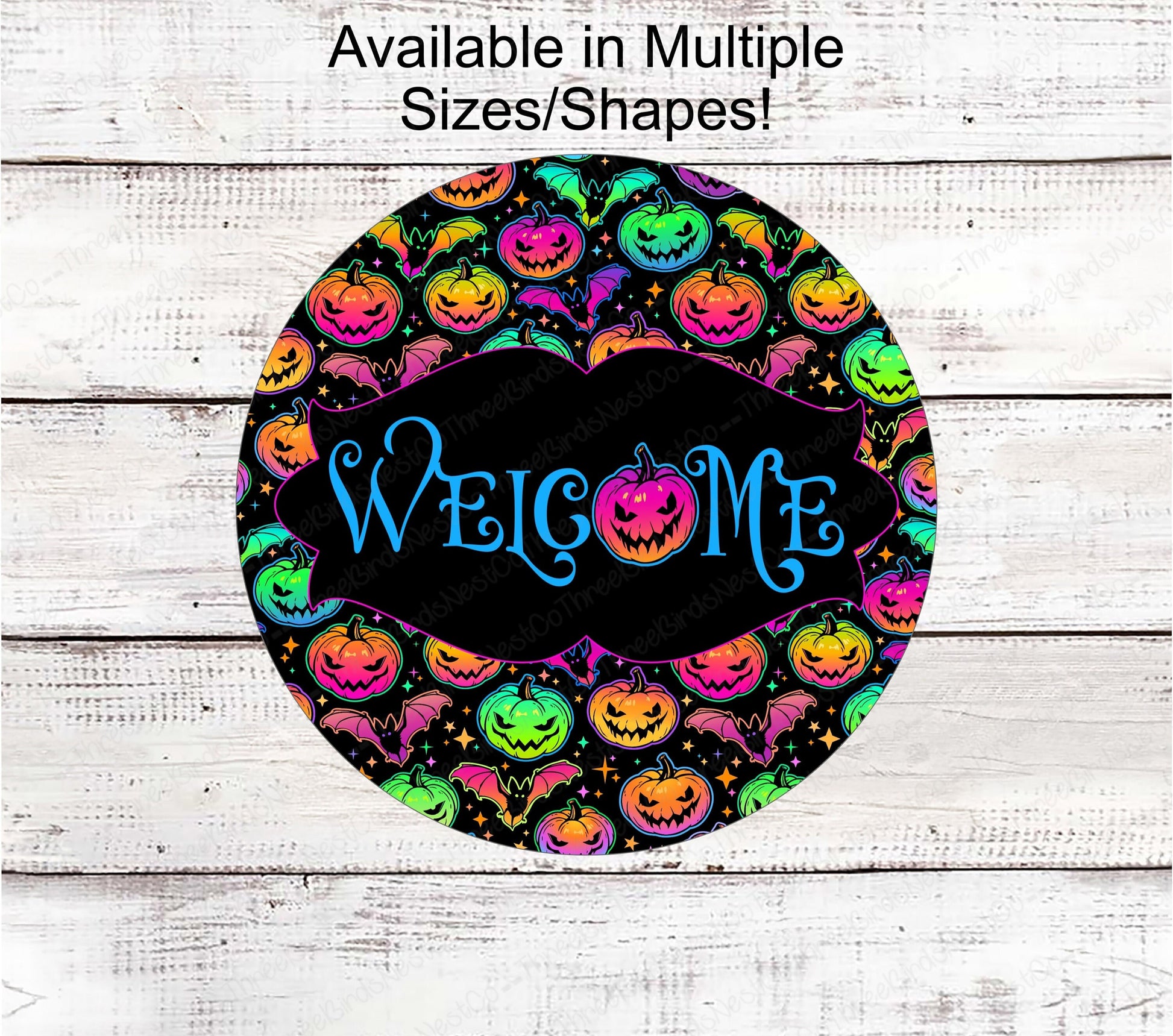 Pastel Halloween Jack O Lantern Welcome Sign - Happy Halloween - www.ThreeBirdsNestCo.com for 5% Back
