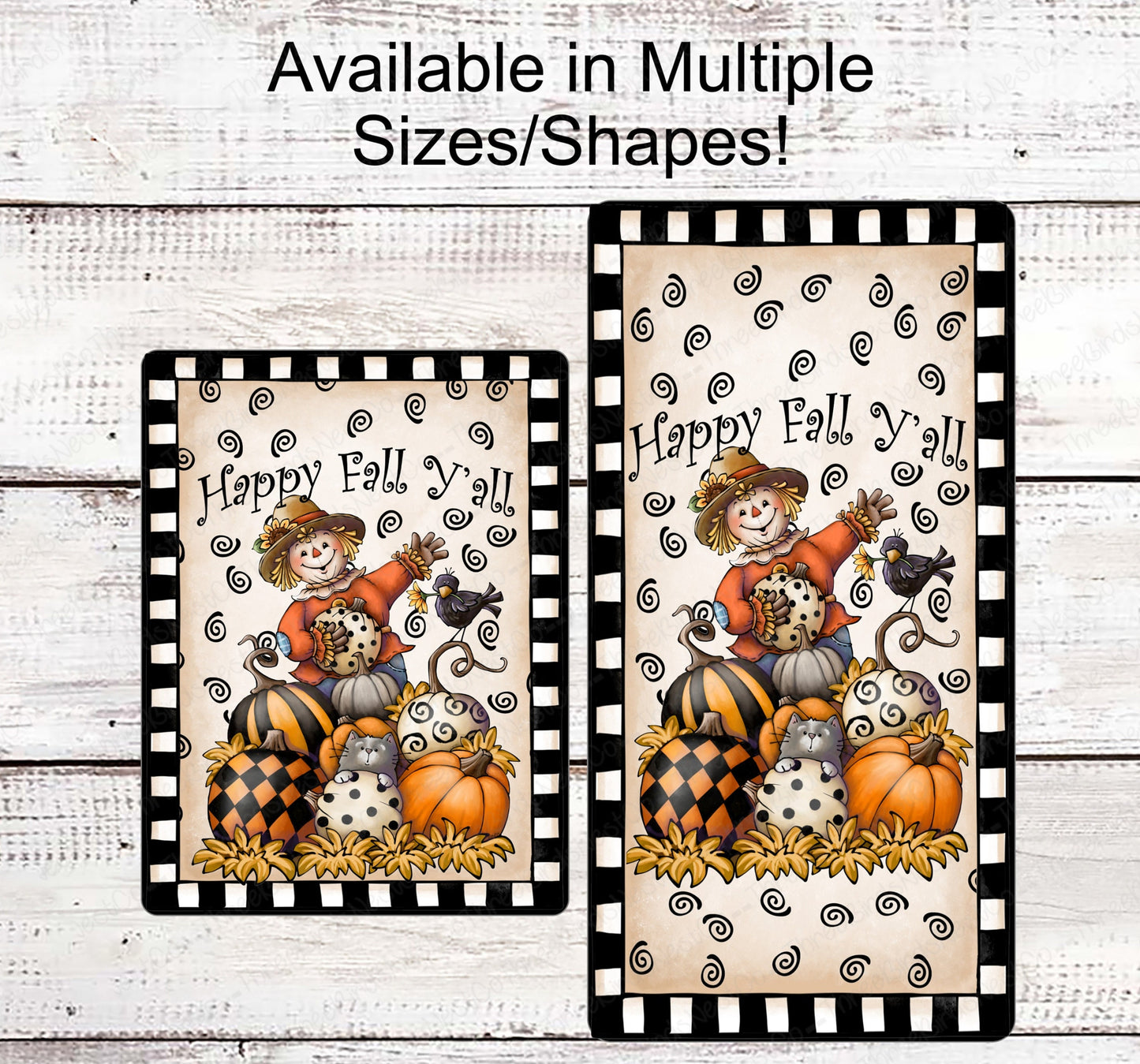 Happy Fall Yall Scarecrow in Pumpkin Truck Fall Wreath Sign