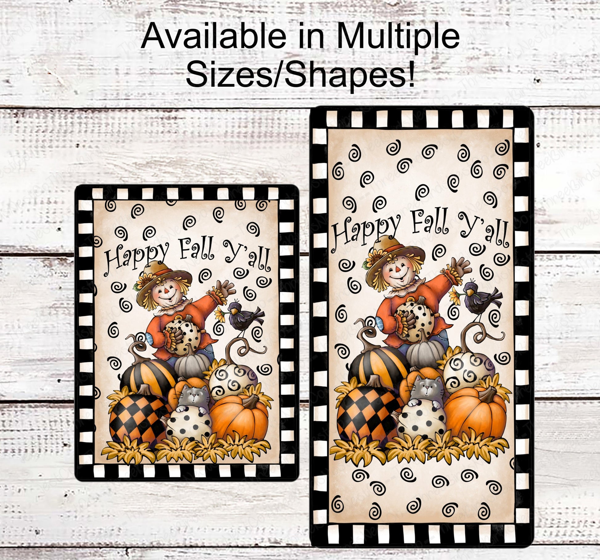 Happy Fall Yall Scarecrow in Pumpkin Truck Fall Wreath Sign
