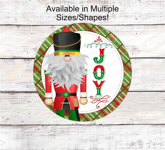 Christmas Gnome Nutcracker Joy Wreath Sign - www.ThreeBirdsNestCo.com for 20% Off