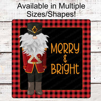 Merry and Bright Christmas Gnome Nutcracker Wreath Sign - www.ThreeBirdsNestCo.com for 20% Off