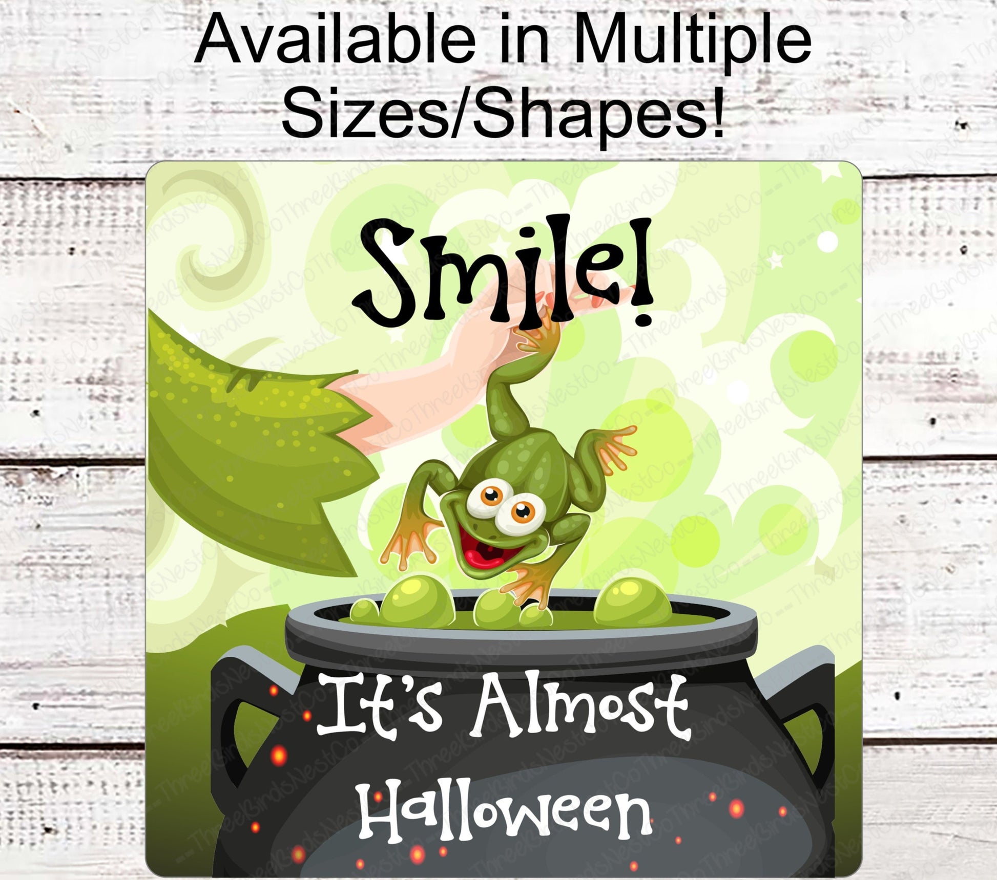 Smile Happy Halloween Frog Wreath Sign - Witches Cauldron Sign - www.ThreeBirdsNestCo.com for 20% Off