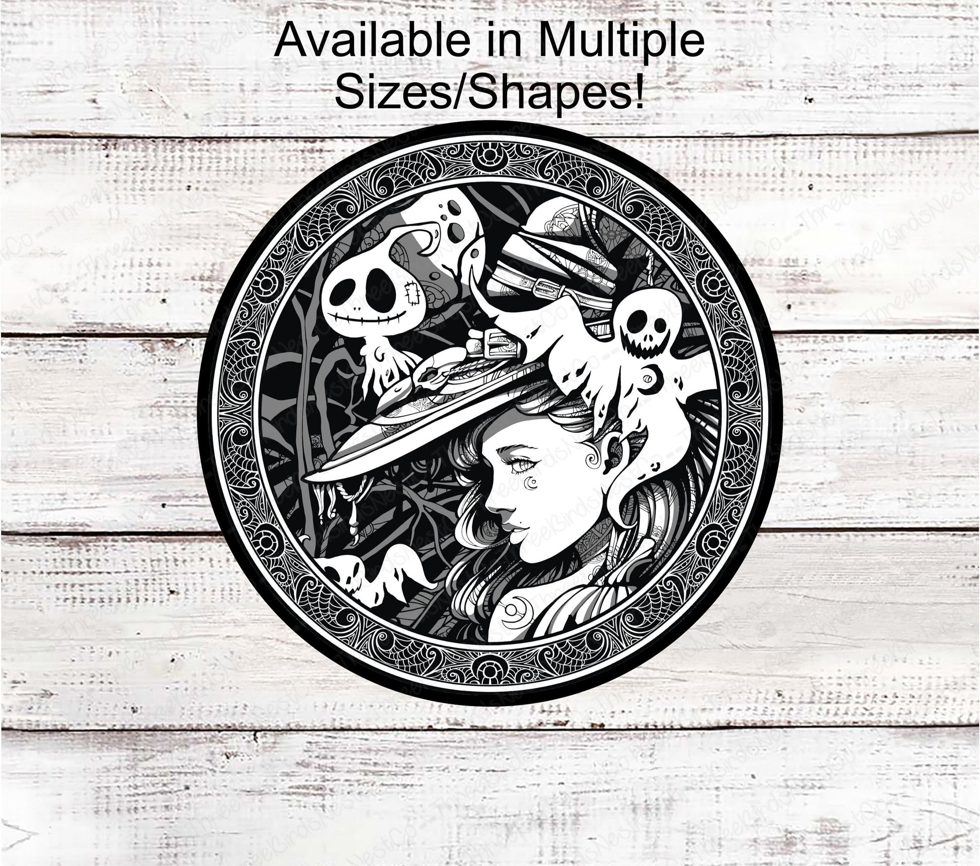 Ghosts and Witch Medallion Halloween Wreath Sign - www.ThreeBirdsNestCo.com for 20% Off