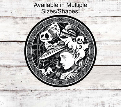 Ghosts and Witch Medallion Halloween Wreath Sign - www.ThreeBirdsNestCo.com for 20% Off