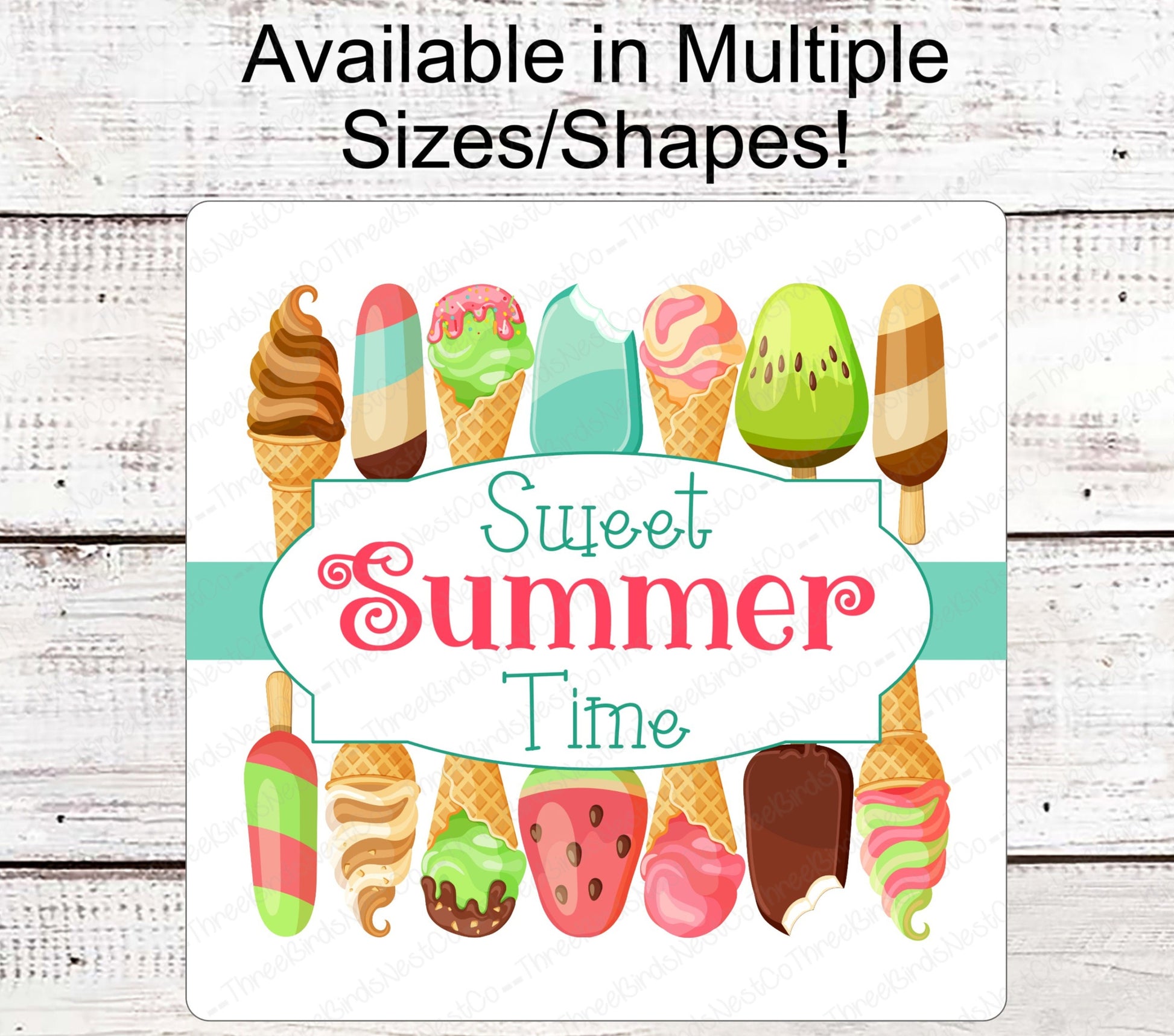 Sweet Summertime Ice Cream Wreath Sign - www.ThreeBirdsNestCo.com for 20% Off