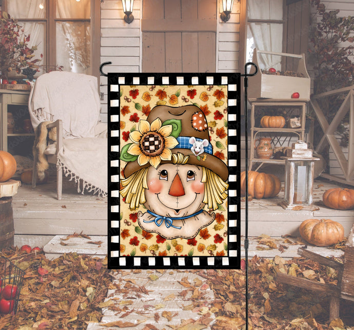 Fall Sunflower Scarecrow Double Sided Garden Flag - Visit www.ThreeBirdsNestCo.com for 20% Off