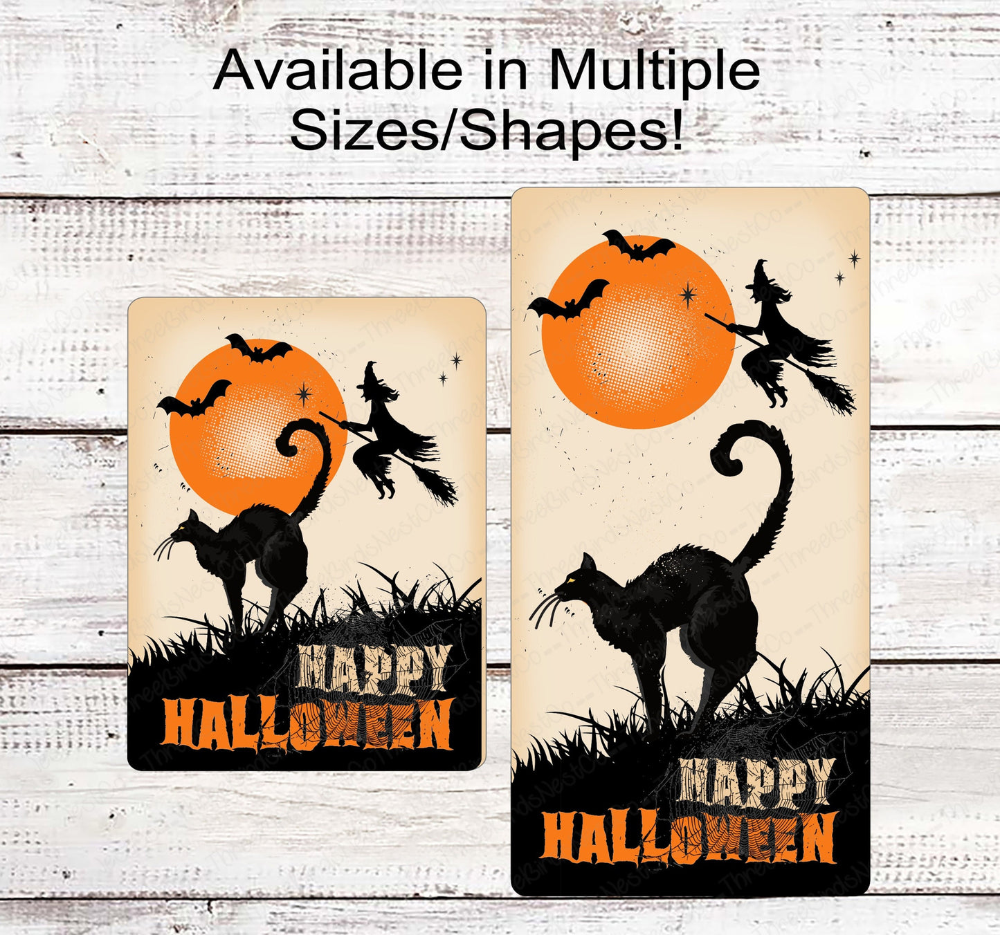 Black Cat and Witch Vintage Halloween Sign