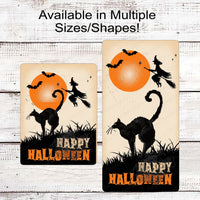 Black Cat and Witch Vintage Halloween Sign