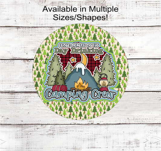 Day Drinking and Camping Gnome Wreath Sign