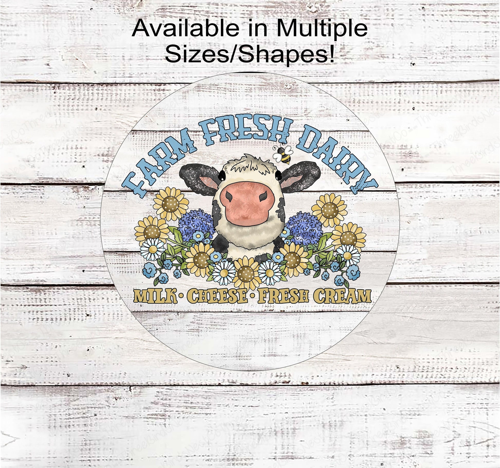 Farm Fresh Dairy Cow Wreath Sign