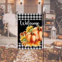 Fall Pumpkins and Sunflowers Welcome Double Sided Garden Flag - Visit www.ThreeBirdsNestCo.com for 20% Off