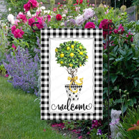 Personalized Lemons and Buffalo Plaid Welcome Garden Flag - Double Sided Garden Flag - Visit www.ThreeBirdsNestCo.com for 20% Off