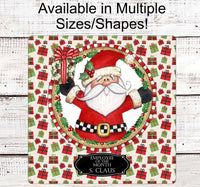 
              Santa Claus and Christmas Presents Wreath Sign
            