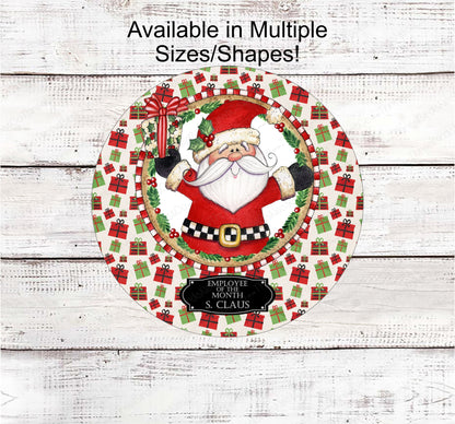 Santa Claus and Christmas Presents Wreath Sign