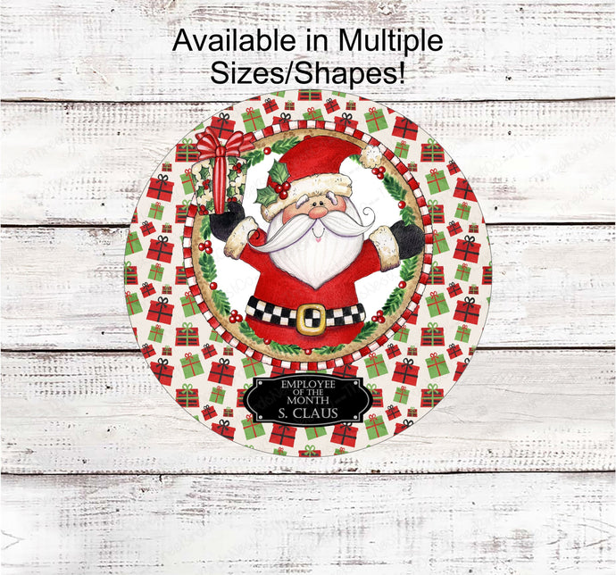 Santa Claus and Christmas Presents Wreath Sign