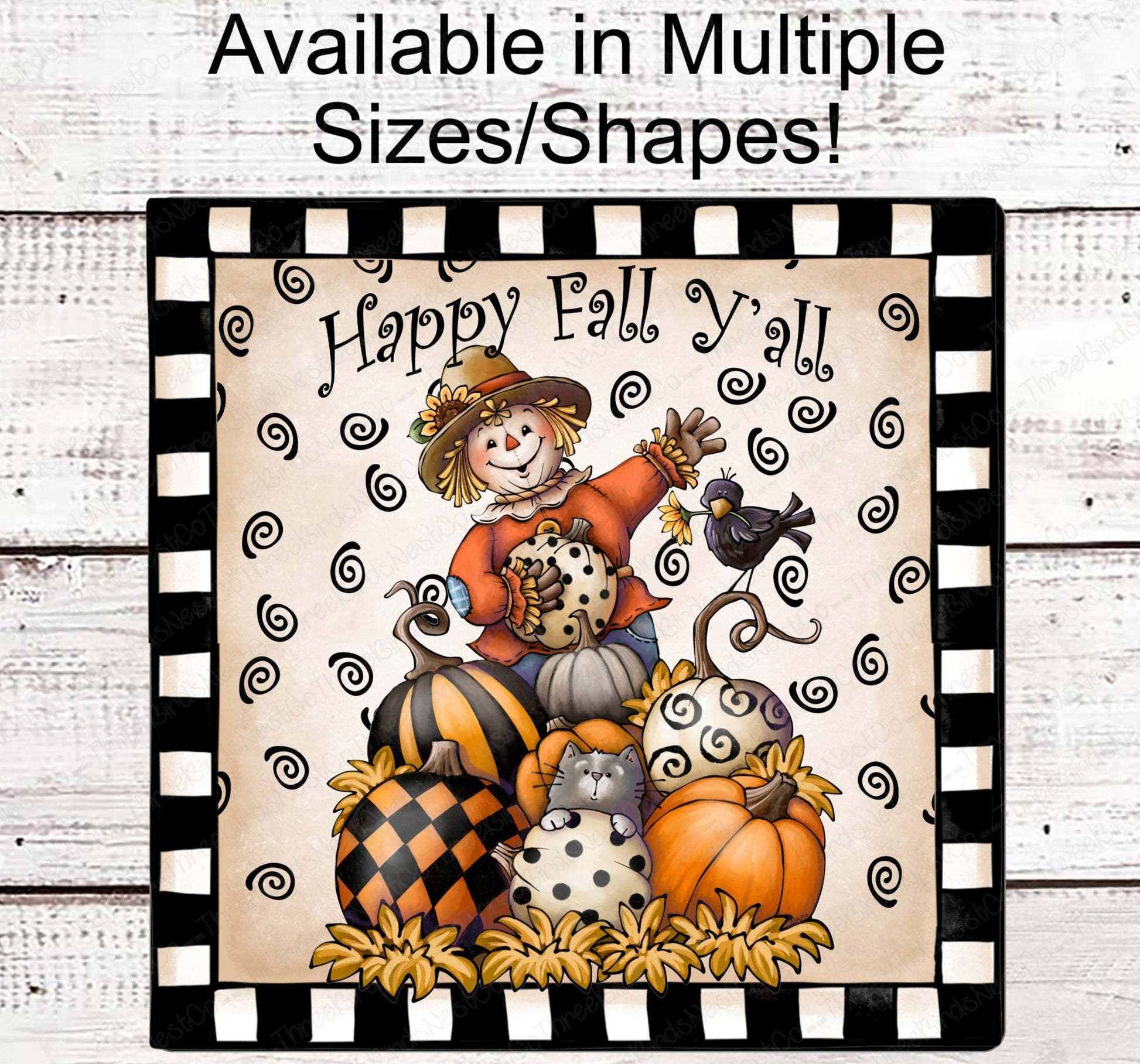Happy Fall Yall Scarecrow in Pumpkin Truck Fall Wreath Sign