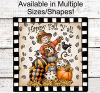 
              Happy Fall Yall Scarecrow in Pumpkin Truck Fall Wreath Sign
            