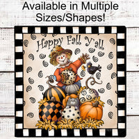 Happy Fall Yall Scarecrow in Pumpkin Truck Fall Wreath Sign