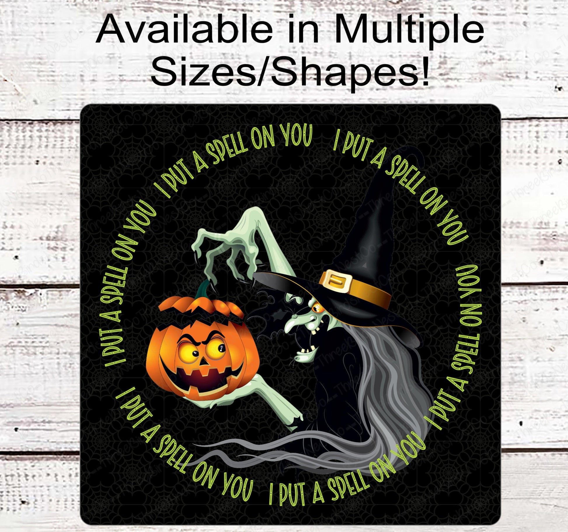 I Put a Spell on You Halloween Witch and Jack O Lantern Wreath Sign