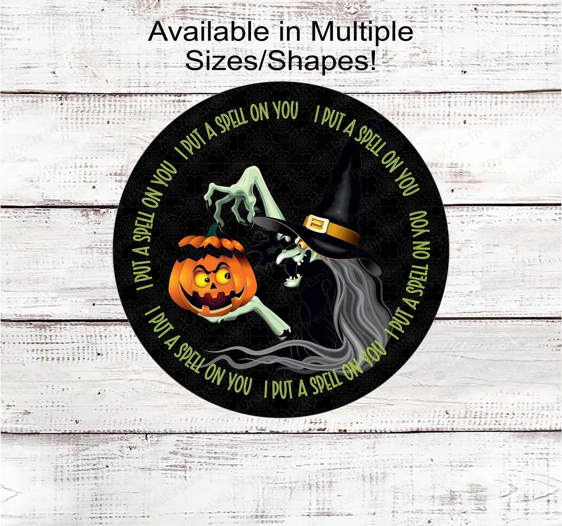 I Put a Spell on You Halloween Witch and Jack O Lantern Wreath Sign