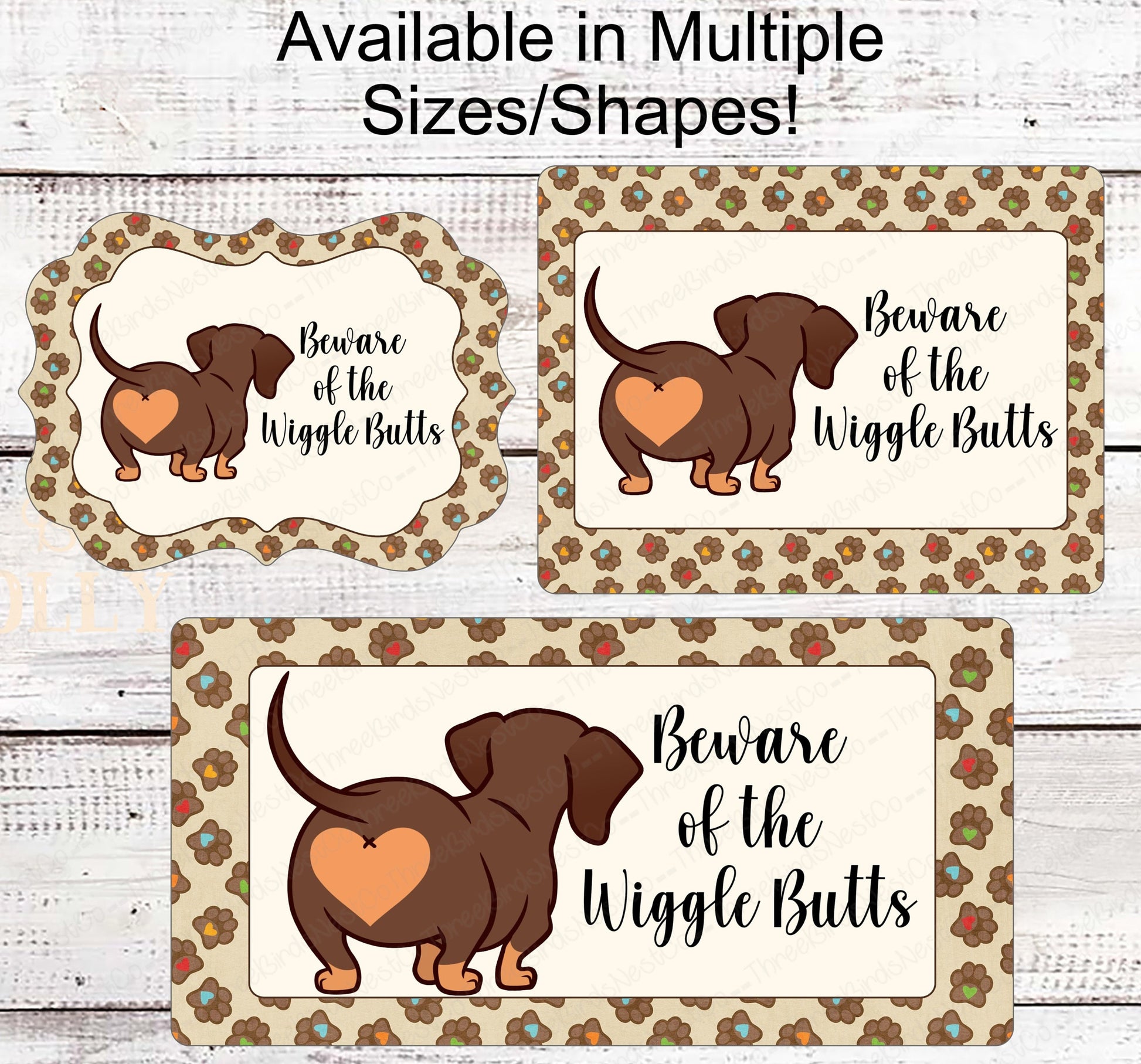 Beware of the Wiggle Butts Dachshund Dog Wreath Sign