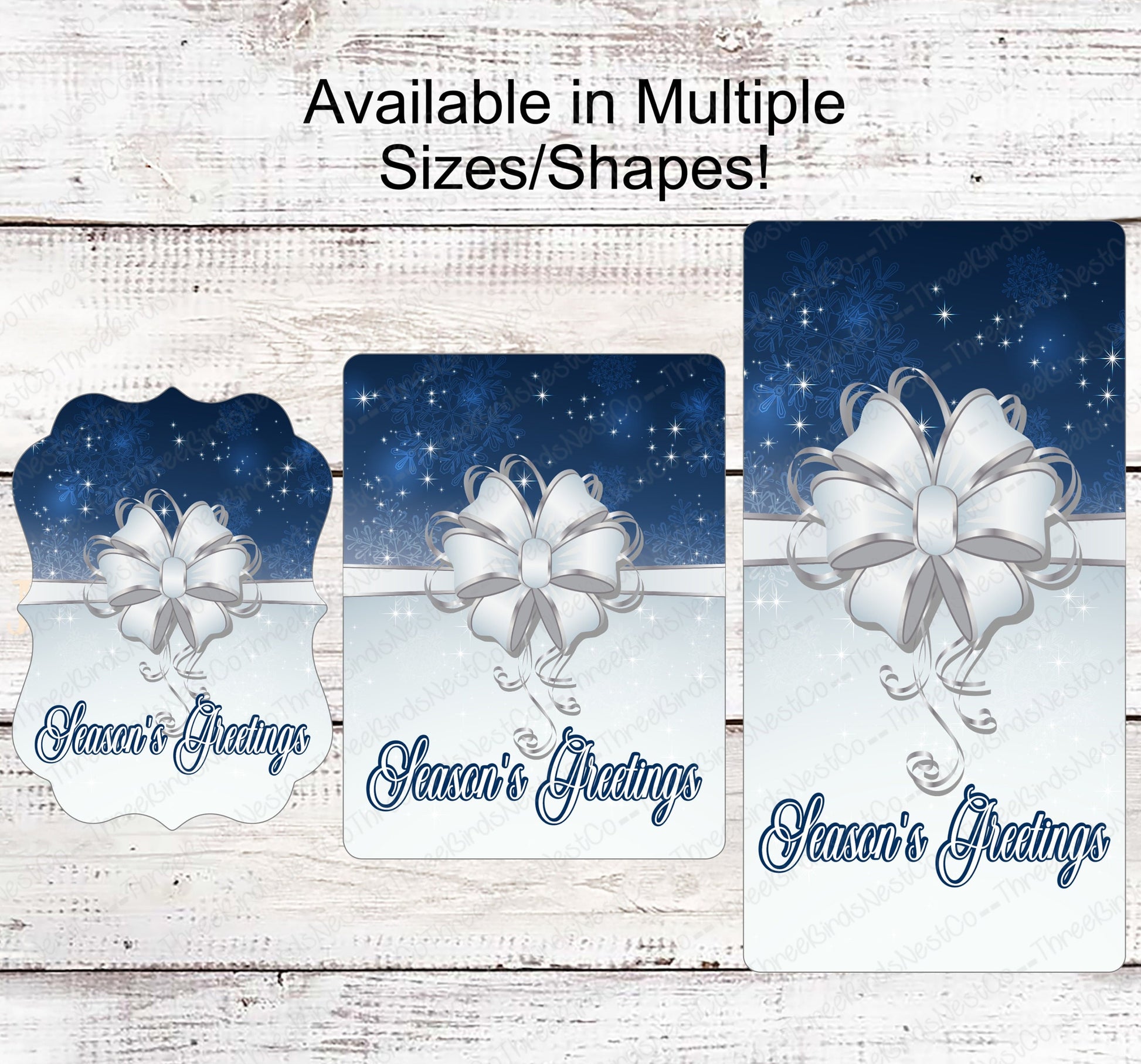 Seasons Greetings Snowy Present Wreath Sign