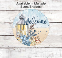 
              Beach Shells and Lantern Winter Christmas Wreath Sign
            