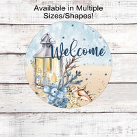 Beach Shells and Lantern Winter Christmas Wreath Sign