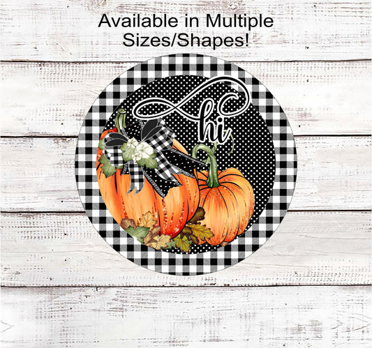 Hello Pumpkin Buffalo Plaid Fall Wreath Sign