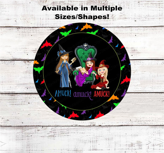 Hocus Pocus Amuck Halloween Witch Wreath Sign