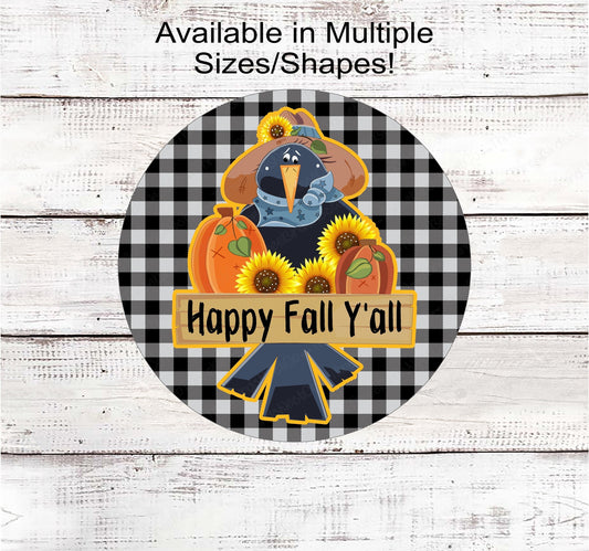 Its Fall Yall Sunflowers and Pumpkins Crow Wreath Sign