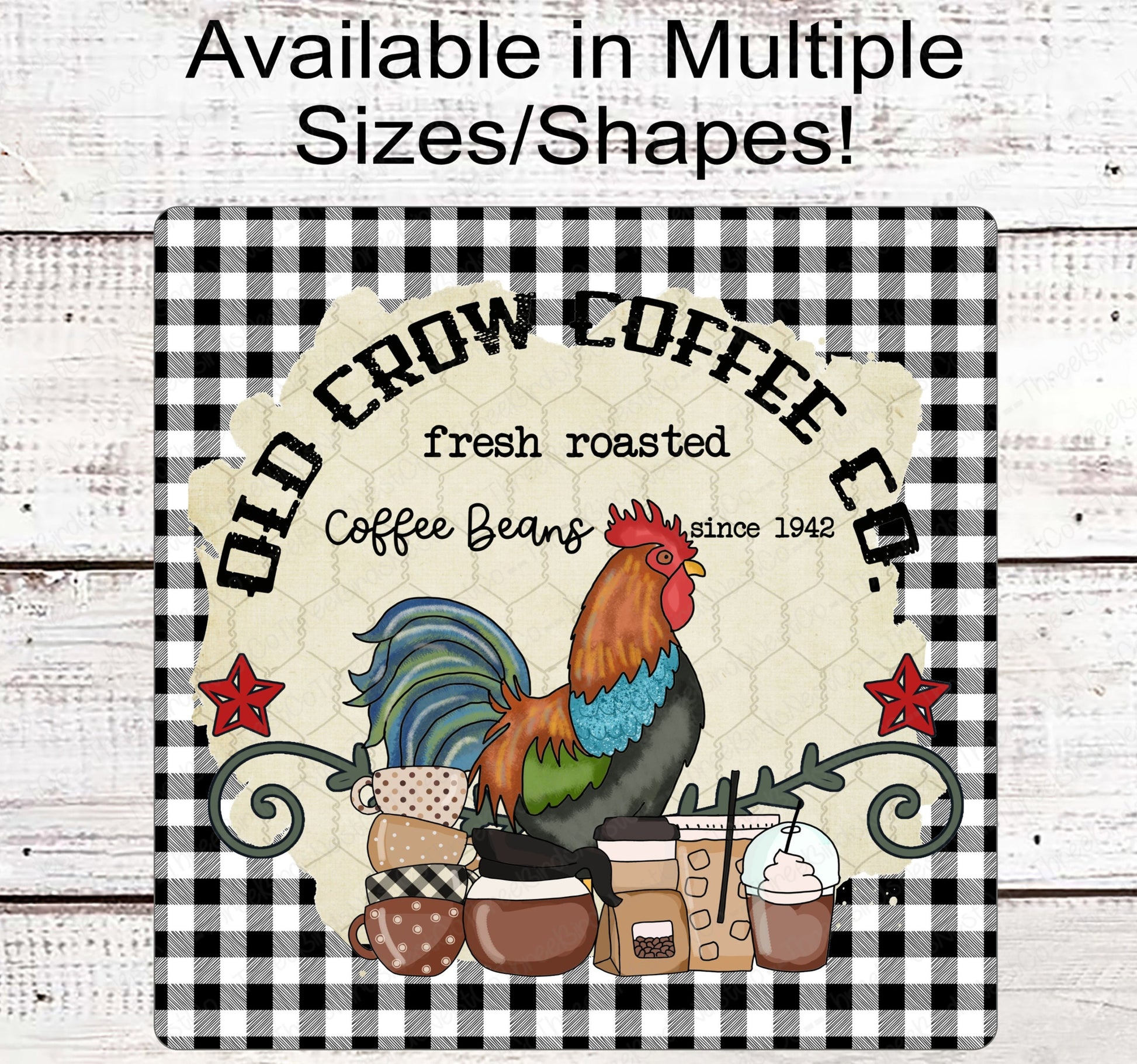 Old Crow Coffee Company Rooster Farmhouse Wreath Sign