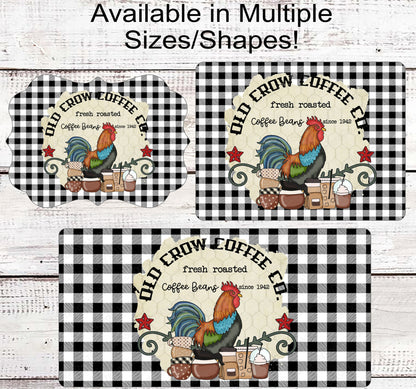 Old Crow Coffee Company Rooster Farmhouse Wreath Sign