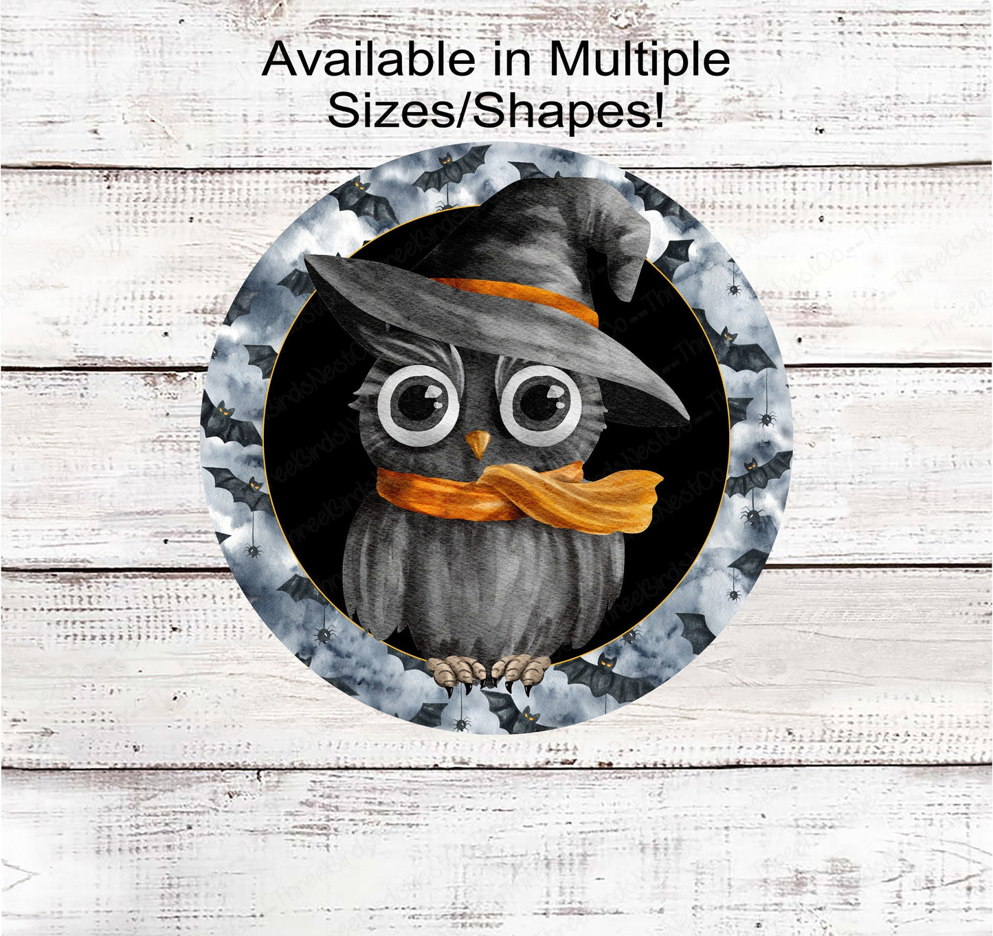 Spooky Bats and Witch Owl Halloween Wreath Sign