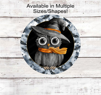Spooky Bats and Witch Owl Halloween Wreath Sign