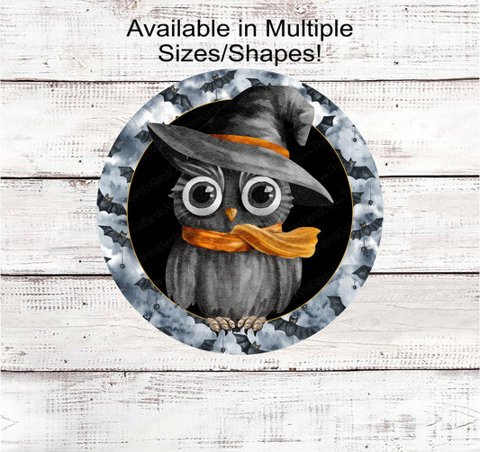 Spooky Bats and Witch Owl Halloween Wreath Sign