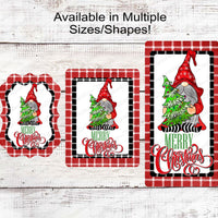 Merry Christmas Tree Gnome Wreath Sign