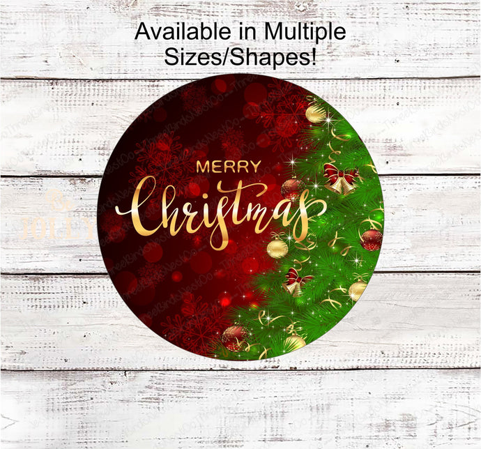 Merry Christmas Tree Ornaments Wreath Sign